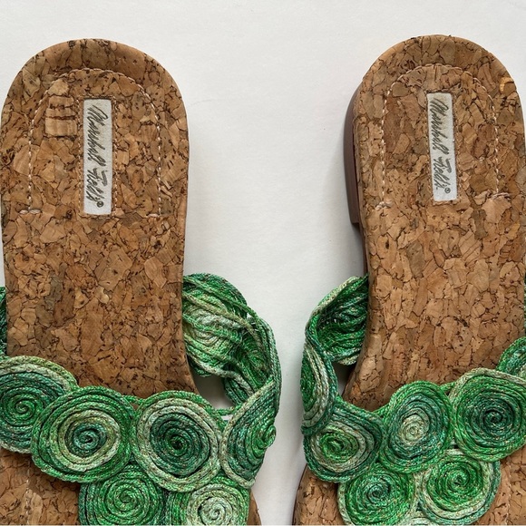 Vintage Marshall Field’s Green Cork Calypso Thong Coastal Grandma Sandals Size 8 - Picture 6 of 11